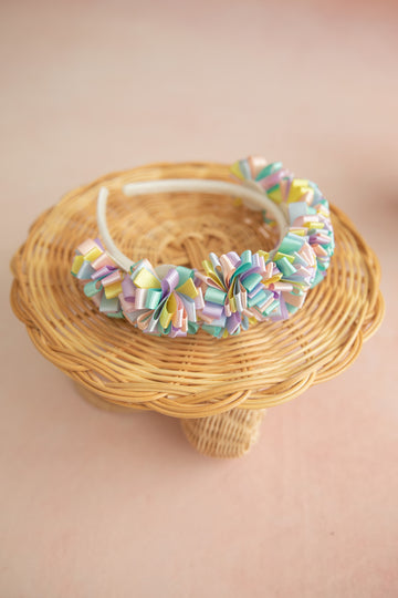 Pastel Pompom Kurdele Taç