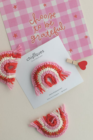 Crochet Pink Rainbow Snap Buckle