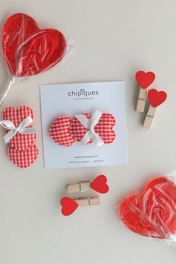 3-Pack Plaid Heart Clip Buckle