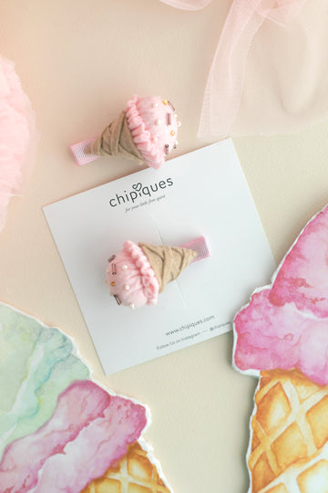 Beaded Pink Ice Cream Felt