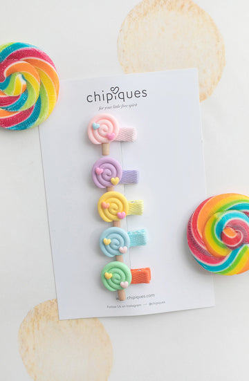 Bebekler icin 5'li Pastel Renkli Lolipop Klips Toka Seti