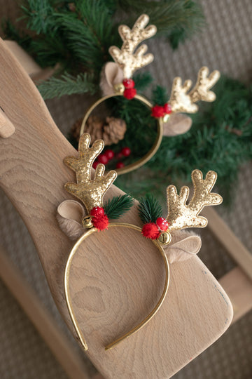 Gold Glitter Deer Motif New Year Crown