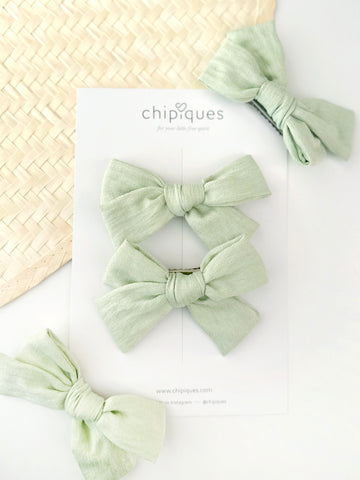2'li Mint Yesil Keten Balerin Fiyonk Klips Set