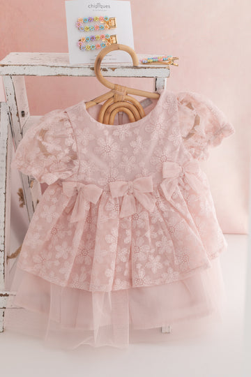 Ruffle Collar Floral Linen Dress