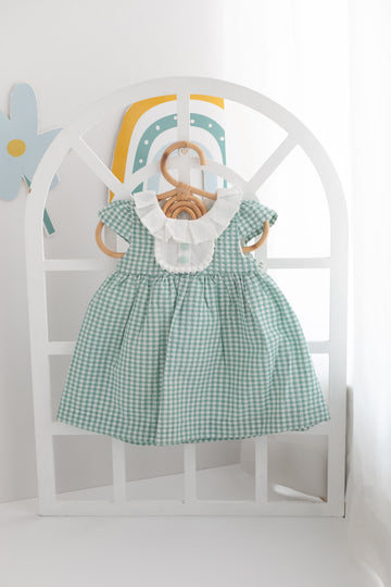 Ruffle Collar Floral Linen Dress