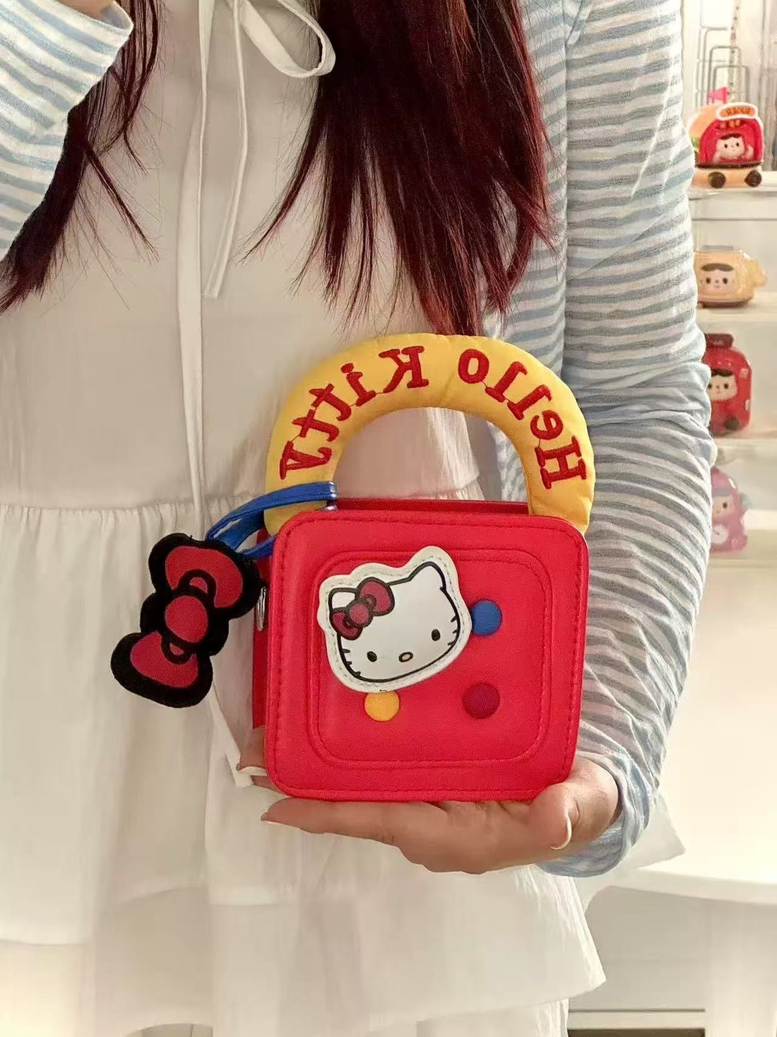 Sevimli Hello Kitty Charm kırmızı Çanta