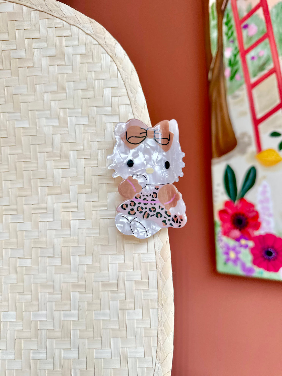 Hello Kitty Figürlü El Boyamasi İthal Kemik Mandal Toka